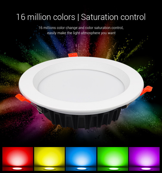 Spot LED MiBoxer FUT060, 25W, incastrat, RGB+CCT, 2000LM, 2700K-6500K, lumina ajustabila, 2.4GHz, control de la distanta 30m, AC100-240V, alb [5]