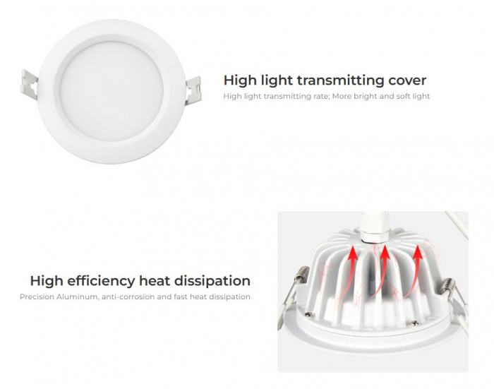 Spot LED MiBoxer FUT063, 6W, incastrat, RGB+CCT, 500LM, 2700K-6500K, lumina ajustabila, 2.4GHz, control de la distanta 30m, AC100-240V, rotund, alb, IP54 [4]