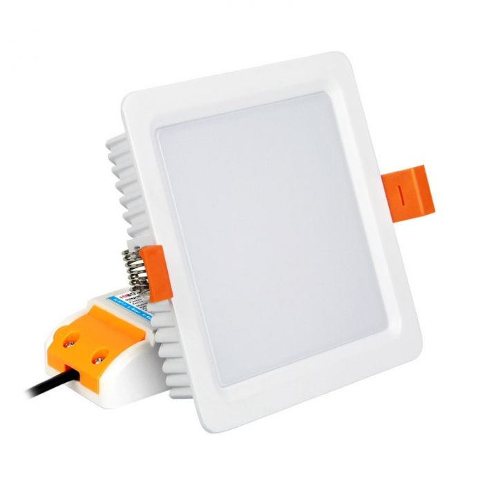 Spot LED MiBoxer FUT064, 9W, incastrat, RGB+CCT, 720LM, 2700K-6500K, lumina ajustabila, 2.4GHz, control de la distanta 30m, AC100-240V, patrat, alb [1]
