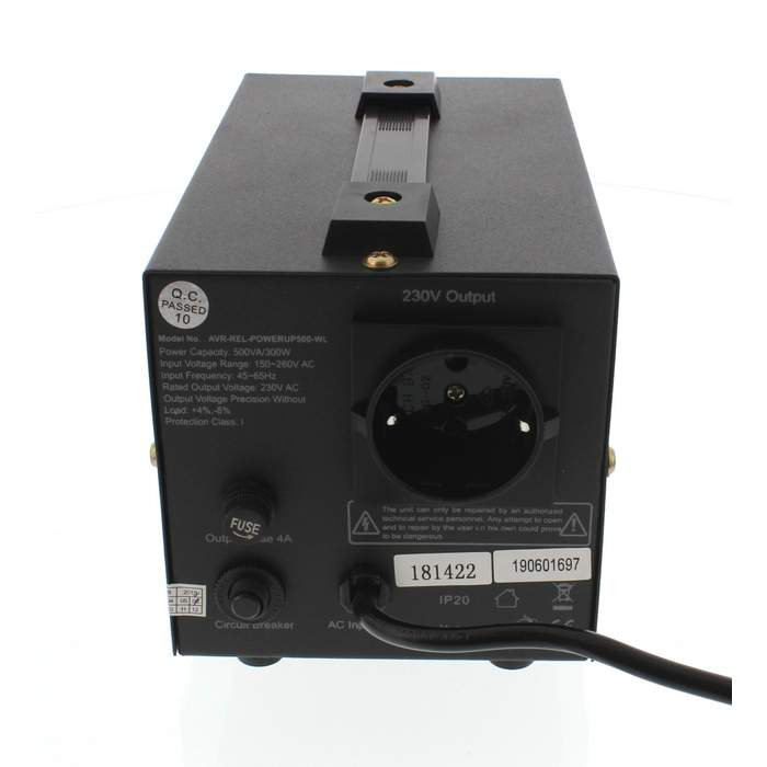 Stabilizator de tensiune Well POWERUP500 500VA 300W negru, model AVR-REL-POWERUP500-WL [2]