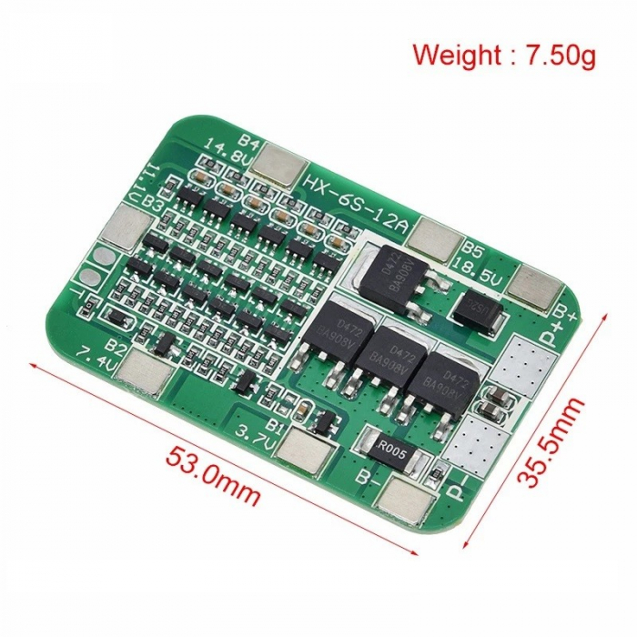 Protectie BMS pentru 6 celule Li-Ion 18650 24V 15A OKY3399-12 [2]