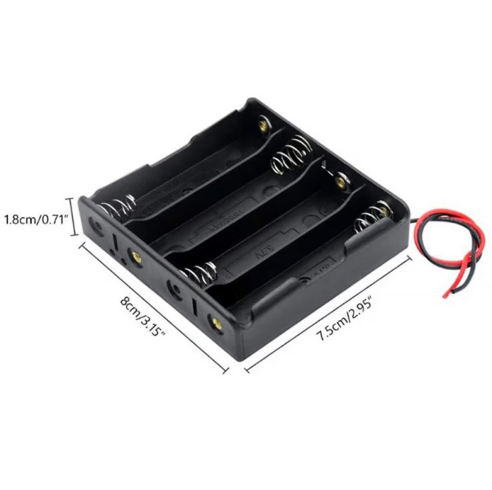 Suport baterii 4x18650, plastic ABS, cu cablu, 14.8V, 4S, DIY, Arduino, electronica [3]