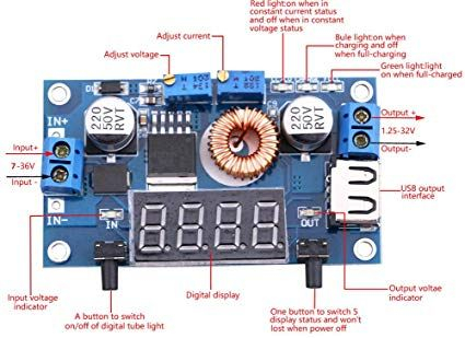 Sursa coborator de tensiune (step-down) 5V DC-DC 5A 75W cu Afisaj, USB si Carcasa [2]