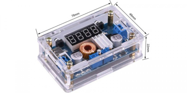 Sursa coborator de tensiune (step-down) 5V DC-DC 5A 75W cu Afisaj, USB si Carcasa [1]