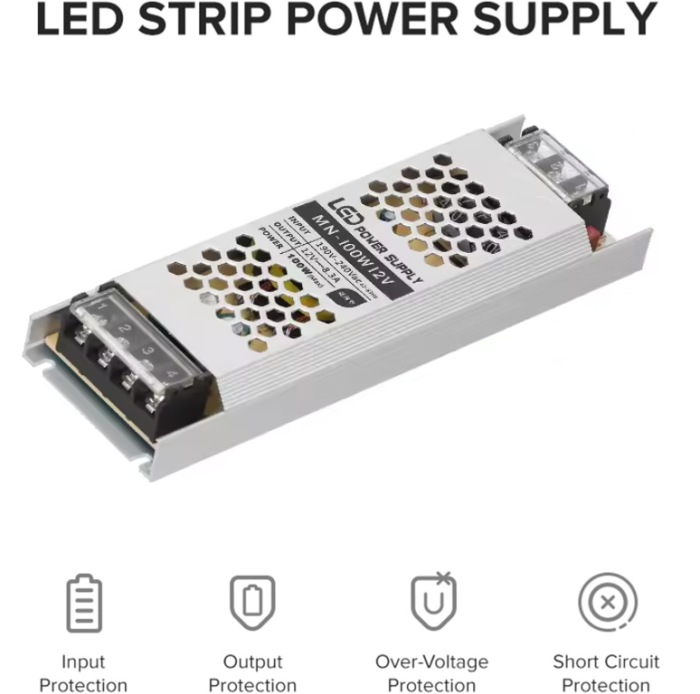 Sursa alimentare slim MN-100W12V, 12V, 8.3A, 100W, carcasa aluminiu, driver LED, protectii multiple, IP20 [3]