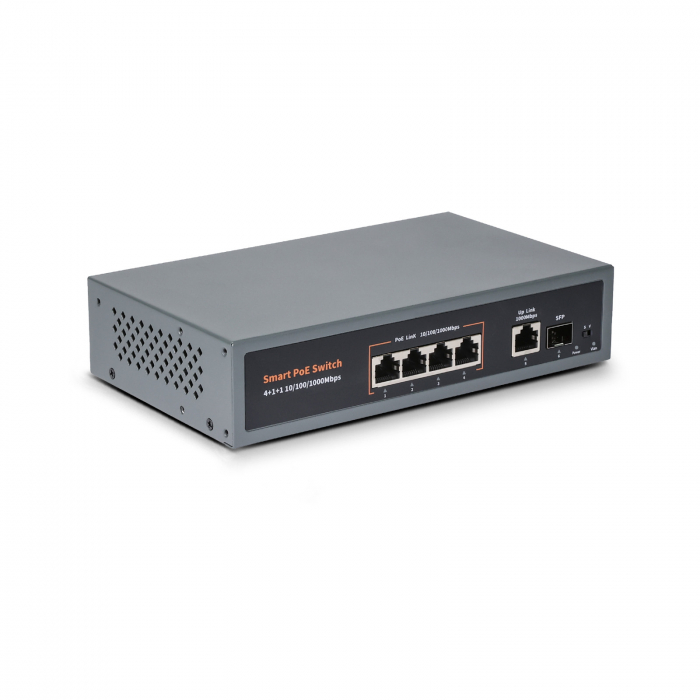 Switch smart PoE 4 porturi 100/1000mbps, 78W, 4GE(PoE)+1GE+1SFP, G0411GB-C [2]