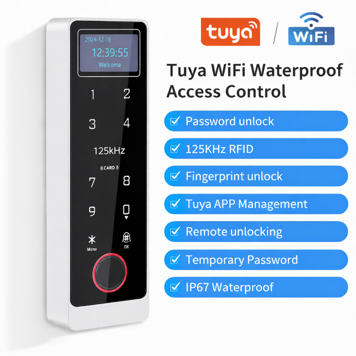 Tastatura de control acces standalone cu amprenta, EP-HD1-TUYA, RFID si PIN, WiFi Tuya, IP67, ecran OLED [2]