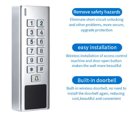 Tastatura control acces standalone EP-A8-EM-Tuya, iluminata, RFID, IP65, carcasa aluminiu, card si PIN [5]