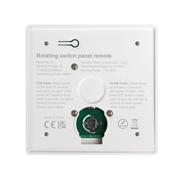 Telecomanda de perete MiBoxer, K1-W, 2.4Ghz cu buton rotativ, dual white/monocolor, alb [2]