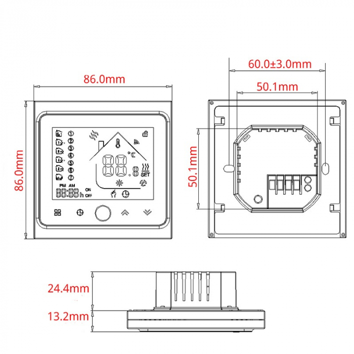 Termostat smart pentru incalzirea apei, WiFi 5A BHT-002 GALW [3]