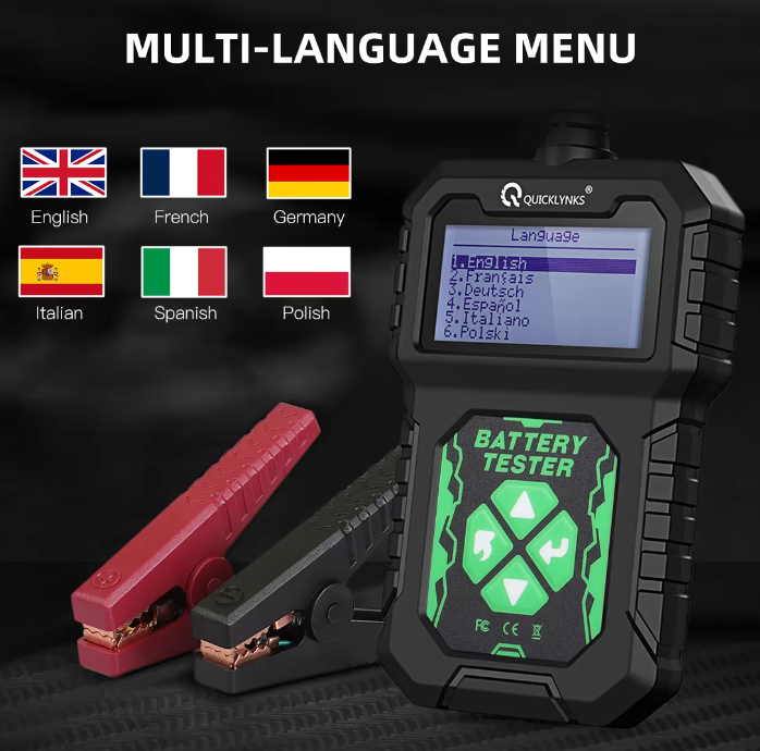 Tester baterie auto, Quicklynks, Ecran LCD, 8-30V, 30Ah-220Ah, Negru [7]