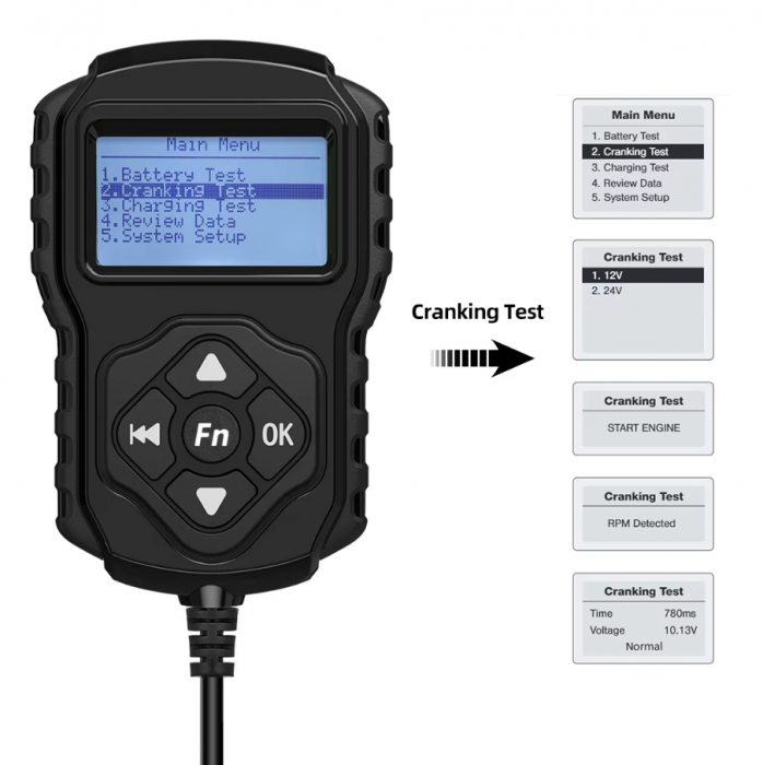 Tester de baterii 12V/24V  BA2001 IN 8V-30V cu QR Code [4]