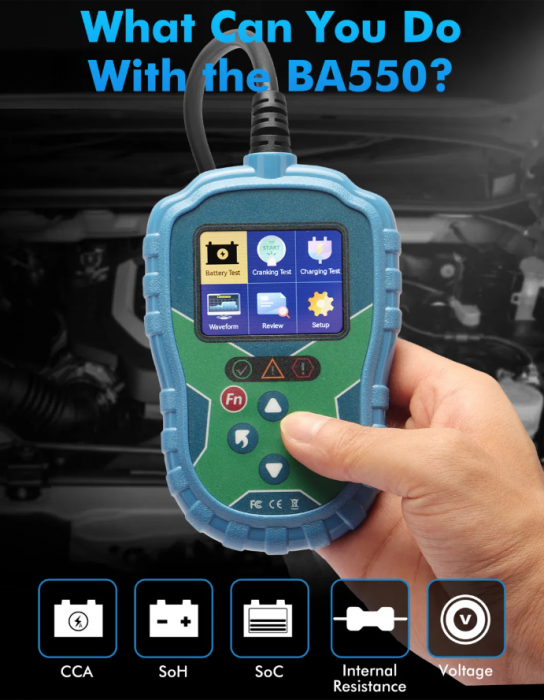 Tester de baterii auto/moto 12V/24V BA550 IN 5V-32V [2]