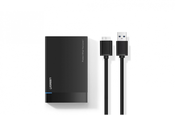 Carcasa hardisk extern HDD/SSD, Micro USB 3.0, SATA, 2.5 inch, Negru Ugreen US221 [2]