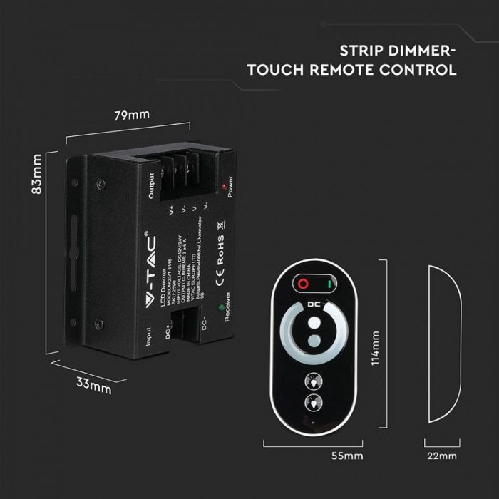 Variator led monocrom cu telecomanda touch cu 6 butoane, max 18A [2]