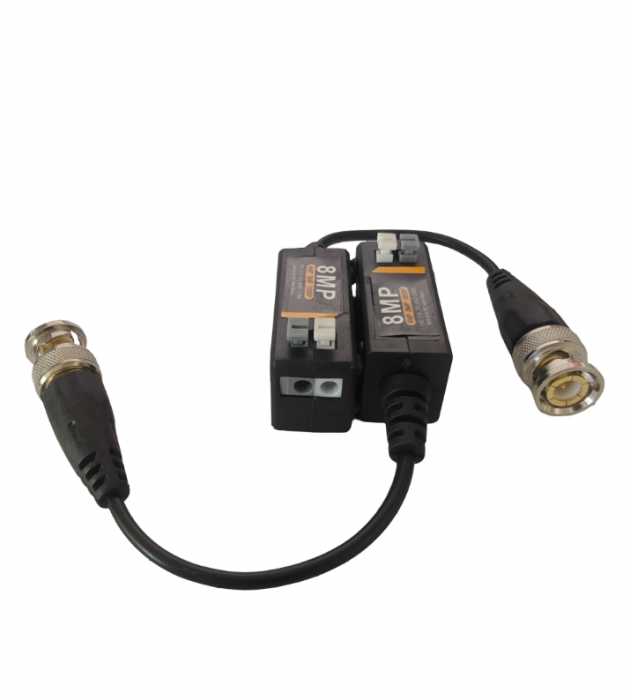 Set Video Balun 8MP, AHD/TVI/CVI/CVBS, conector BNC, terminal push-in, UTP CAT5/5E/CAT6 [2]