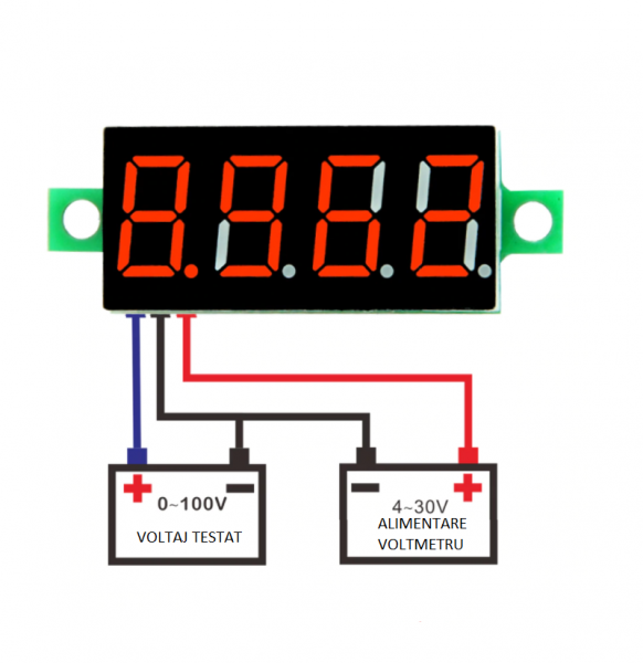 Voltmetru digital de panou DC 0V-100V, afisaj rosu, 4 digiti [4]
