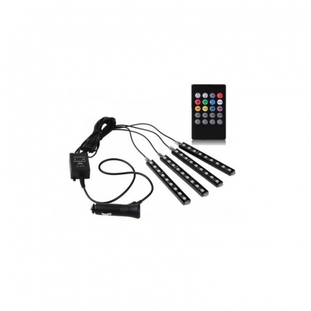 Accesorii si electrice auto - Sistem iluminare auto interior 9 LED RGB cu telecomanda