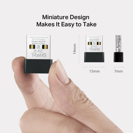 Adaptor Wi-Fi USB AC650 Dual Band MA20N – Internet Rapid, Plug & Play, 433 Mbps, Compatibil Windows 10/11 [2]