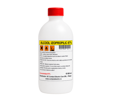 Echipamente de laborator - Alcool izopropilic 87%, 500 ml, pentru curatare si degresare tehnica(ALC0.5L-87%)