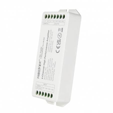 Controllere - Amplificator LED MiBoxer PA4, 4 canale, DC12-24V, 6A/canal (max 15A), 10Mbps, IP20