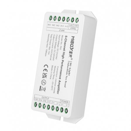 Controllere - Amplificator LED MiBoxer PA5, 5 canale, DC12-24V, 6A/canal (max 15A), 10Mbps, IP20