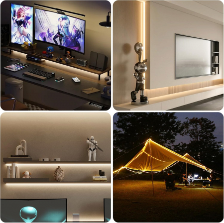 Banda LED COB alb natural, 4000K, 5V DC, type-C, 300leds/m, 2m, IP20 [3]