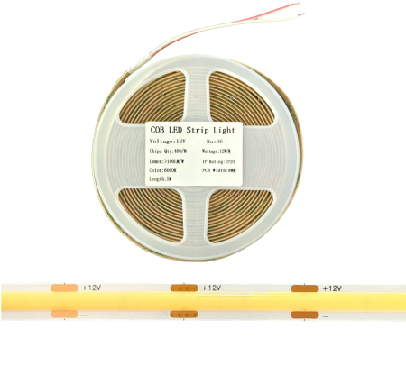 Iluminat - Banda LED COB 12V 5m, 480 LED/m, 6000K alb rece, 8mm, pentru mobilier, vitrine si profile LED