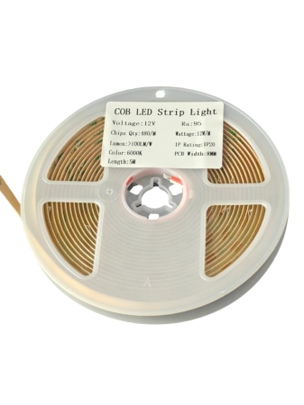 Banda LED COB alb rece 6000K, 12V DC, 480 LED/m, latime 8mm, 12W/m, rola 5m, iluminat interior, IP20 [1]
