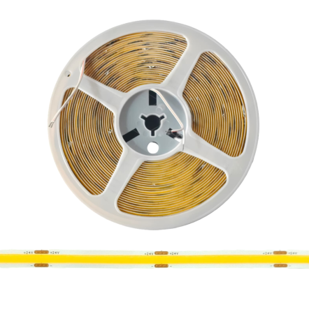 Banda led - Banda LED COB alb cald, 3000K, 24V, 480 LED/m, 14W/m, 8mm, rola 10m, lumina continua, iluminat interior, decorativ, IP20