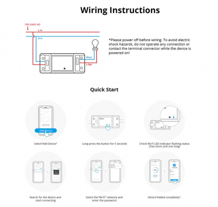 Intrerupator smart Sonoff BasicR4, Wi-Fi, 10A, 2200W, Control de la distanta, Compatibil Alexa si Google Assistant, Alb [13]