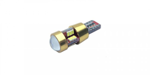 Accesorii si electrice auto - Bec auto pozitie 27 LED-uri cu lupa, SMD 3014, Culoare Alb Rece, Alimentare 12V, soclu T10
