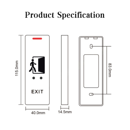 Buton EXIT cu senzor infrarosu fara atingere pentru control acces, 115 x 40 x 14.5 mm, IP65 [2]