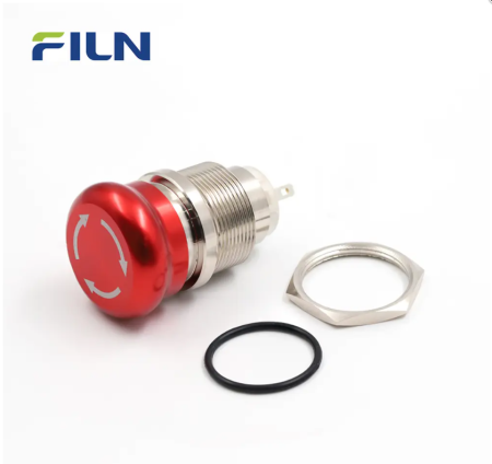 Buton Emergency Stop 22mm rosu, oprire urgenta, otel inoxidabil, contacte NO+NC, 12V DC, 3A, IP65, FLM22-MJ-1-XX000-S11Z3 [1]