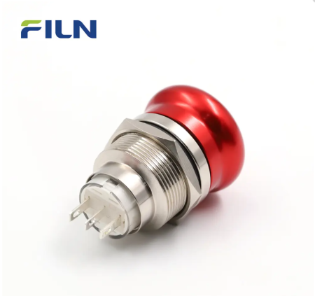 Buton Emergency Stop 19mm rosu, oprire urgenta, otel inoxidabil, contacte NO+NC, 12V DC, 3A, IP65, FLM19-MJ-XX000-S11Z3 [2]