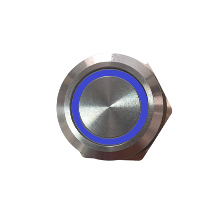 Buton fara retinere NO/NC cu iluminare la 12-24V DC albastru [1]