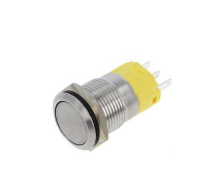 Intrerupatoare si comutatoare de circuit - Buton push iluminat cu mentinere, 5A 250V AC, 16mm, IP65, metalic, 3 pini, FLM16-FJ-1-XX000-S11Z3