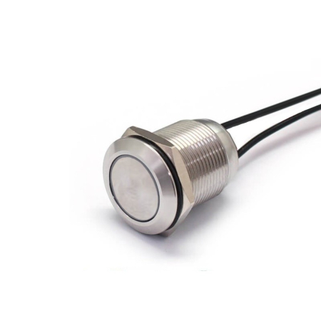 Intrerupatoare si comutatoare de circuit - Buton Push Metalic, 12V DC, 19mm, cu Retinere, 2 fire 20cm