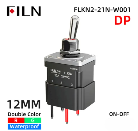 Intrerupator basculant cu mentinere, 12mm, 2 pozitii, 4 fire, ON-OFF, 20A 24VDC, SPST, IP67, MT22-FW-ENT10Z-RG [3]