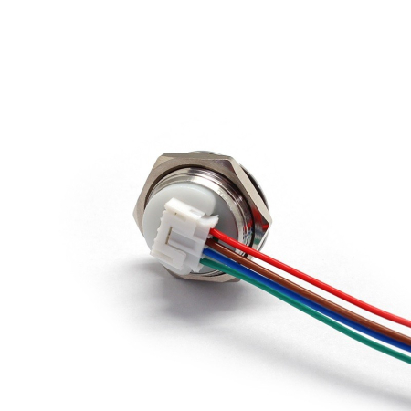 Buton Push Metalic, 12-24V DC, 19mm, fara Retinere, Led Rosu, conector 4 fire 20cm [2]