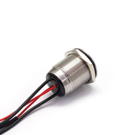 Buton Push Metalic, 12-24V DC, 22mm, fara Retinere, Led Rosu, 4 fire 20cm [2]