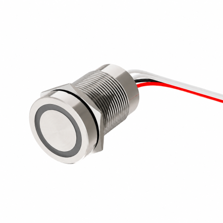Intrerupatoare si comutatoare de circuit - Buton tactil SPST 19mm inox, LED rosu/verde, NO, 12-24V DC, 0.2A, IP67, cu revenire