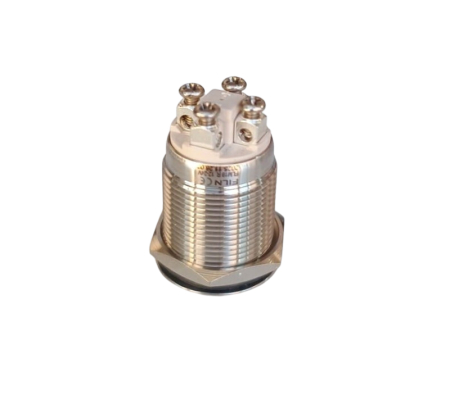 Buton Push Metalic, 12-24V DC, 19mm, cu Retinere, Led Albastru, conectare cu surub [2]