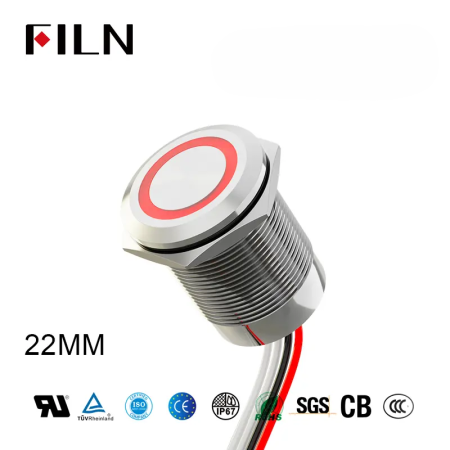 Buton tactil SPST 22mm inox, LED rosu/verde, NO, 12-24V DC, 0.2A, IP67, cu revenire [1]