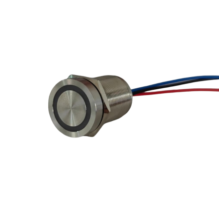 Buton tactil piezoelectric SPST 19mm inox, LED rosu/verde, NO, 12-24V DC, 0.2A, IP67, cu mentinere [2]