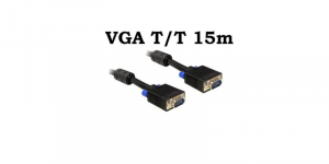 Cabluri cu conectori - Cablu VGA Tata Tata 15m 15 pini, ecranat, cu bobina antiparaziti