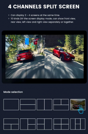 Kit DVR auto cu 4 camere 1080P, monitor touch 10.1 inch, 170°, IR, IP67, camioane, autocare, RV(rulote) [3]