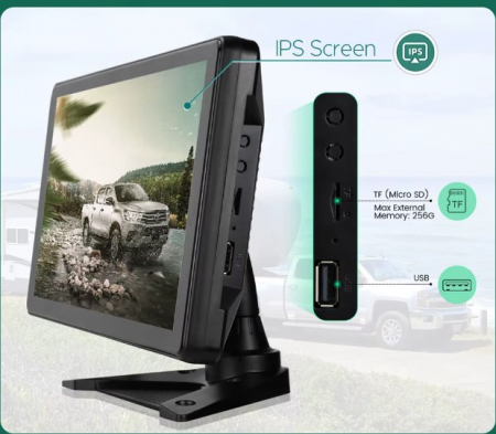 Sistem de monitorizare cu display tactil 10.1", BSD, 5 x camere AHD 720P, 12V-24V DC, 170°, IP67 [1]