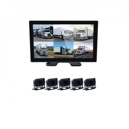 Accesorii auto - Sistem de monitorizare cu display tactil 10.1", BSD, 5 x camere AHD 720P, 12V-24V DC, 170°, IP67