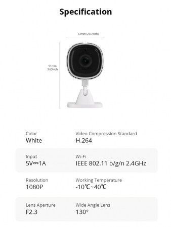 Camera WiFi Sonoff S-Cam, 1080p, IR, slot card [1]